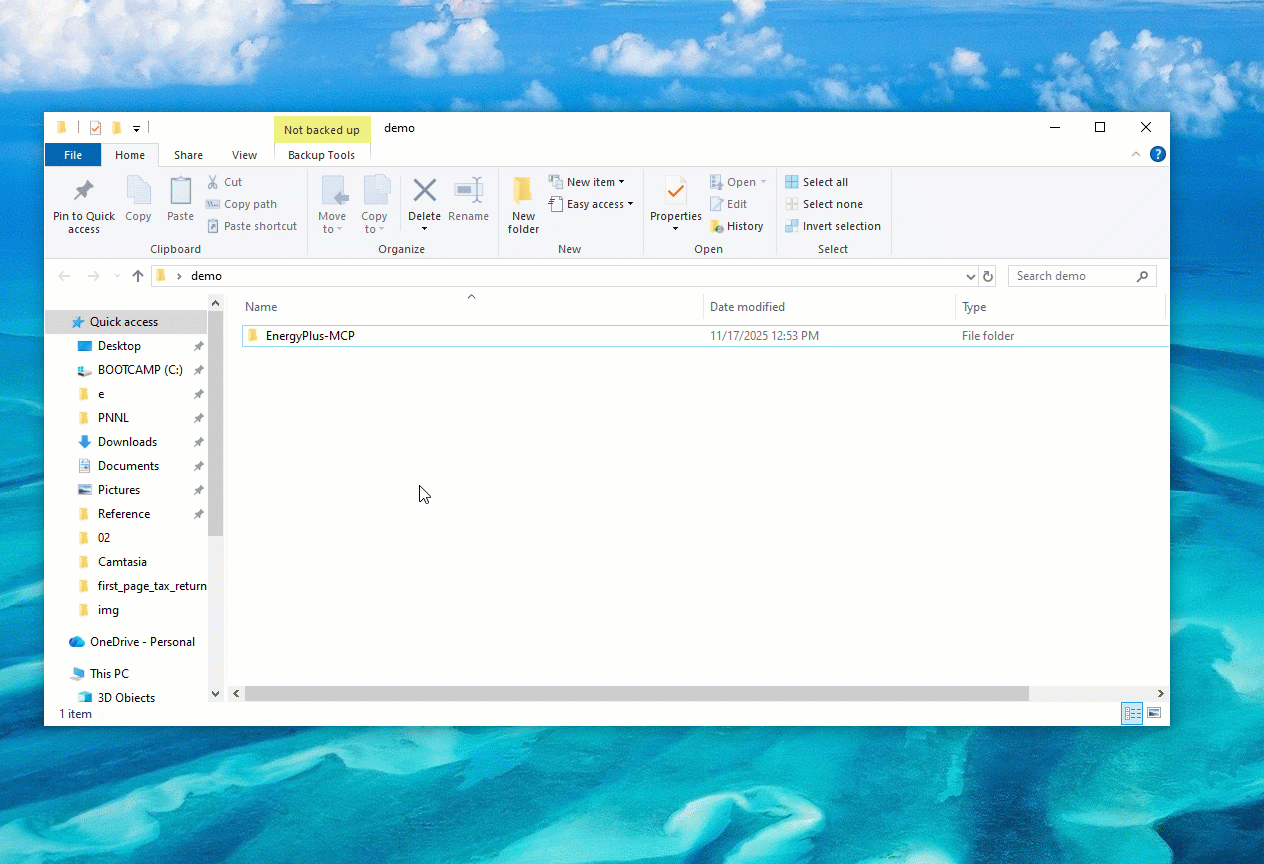 EnergyPlus MCP setup: building the container in VSCode